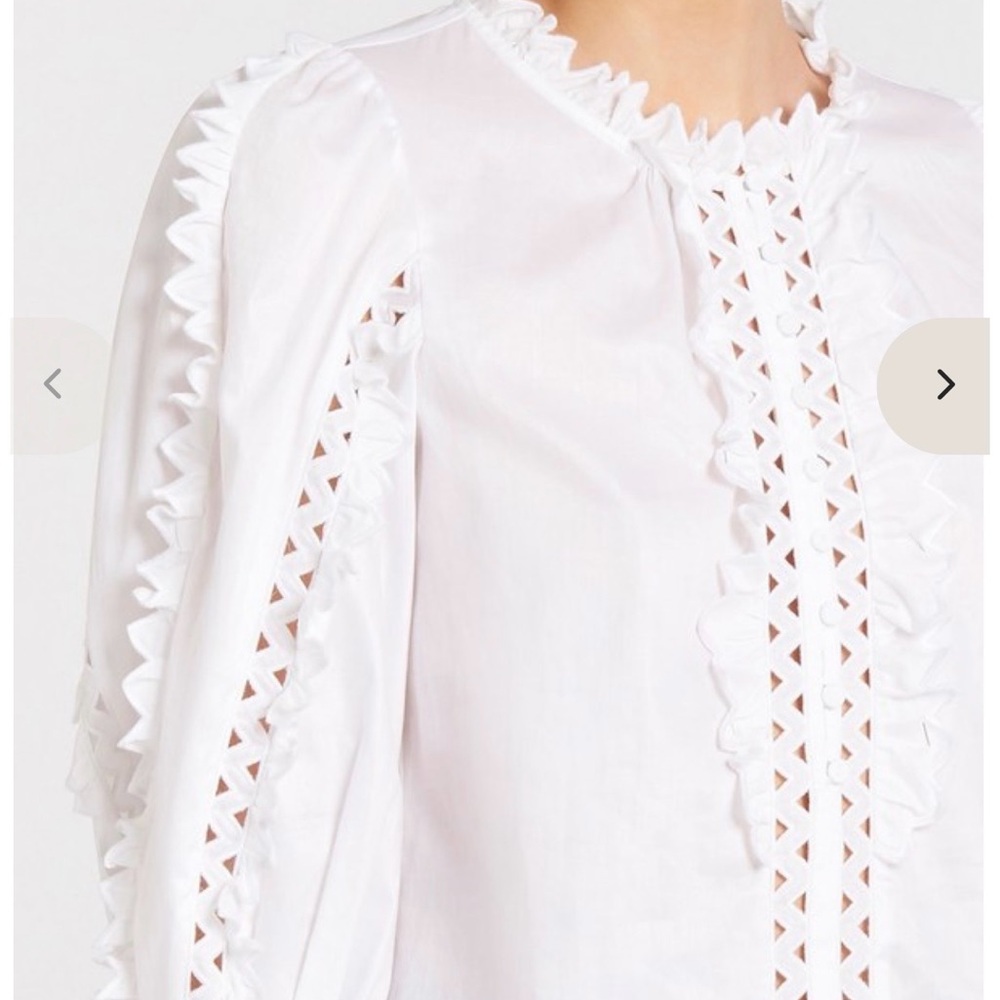 Rebecca Taylor White Lace Trim Blouse